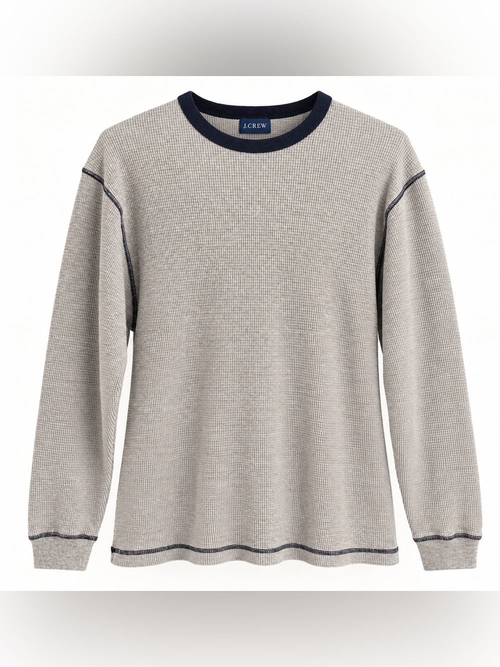 Vintage J.Crew Made in USA Waffle Thermal Shirt Men’s L Gray Navy Y2K